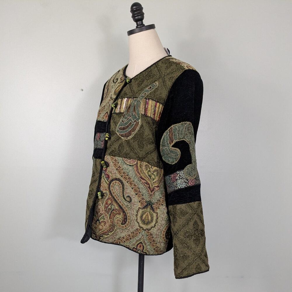 Patchwork Tapestry Jacket S Vintage Whimsigoth 90s Artsy Eclectic Floral Indie